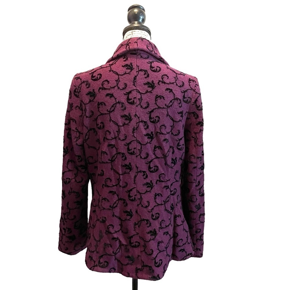 Pendleton Wool Blazer Jacket Boucle Purple Black velvet Size Large Floral - Picture 4 of 10